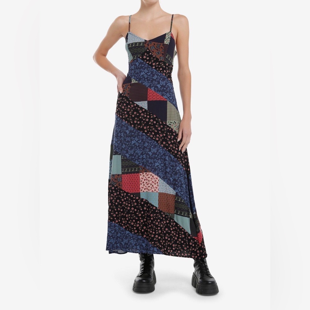 Patchwork Spaghetti Strap Dress - image 5